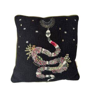 World Market Black Snake Embroidered Decorative Throw Pillow – Mystical Celestia